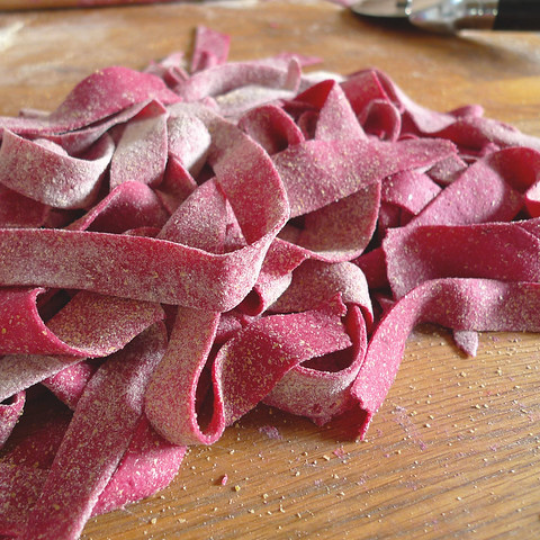 Beetroot Pasta & Pistachio Pesto